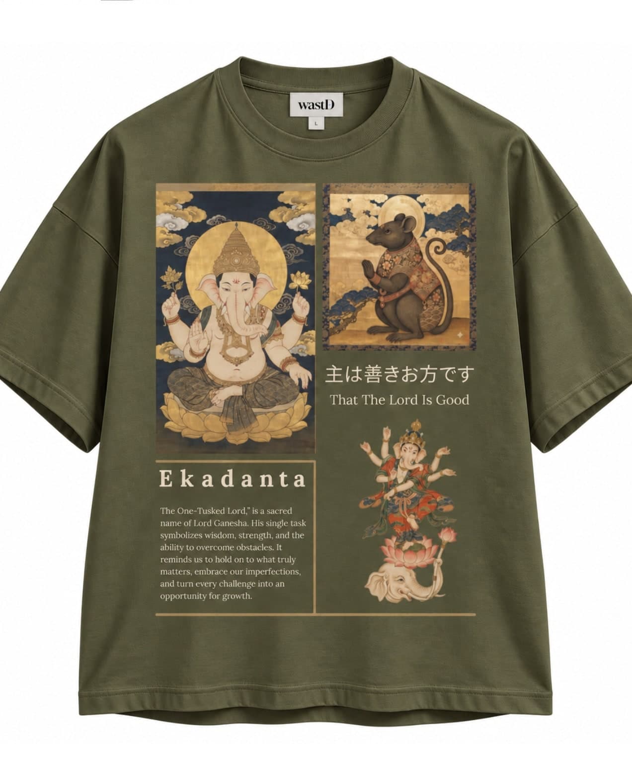 Ekadanta Graphic Tee — Green unisex tee, flat