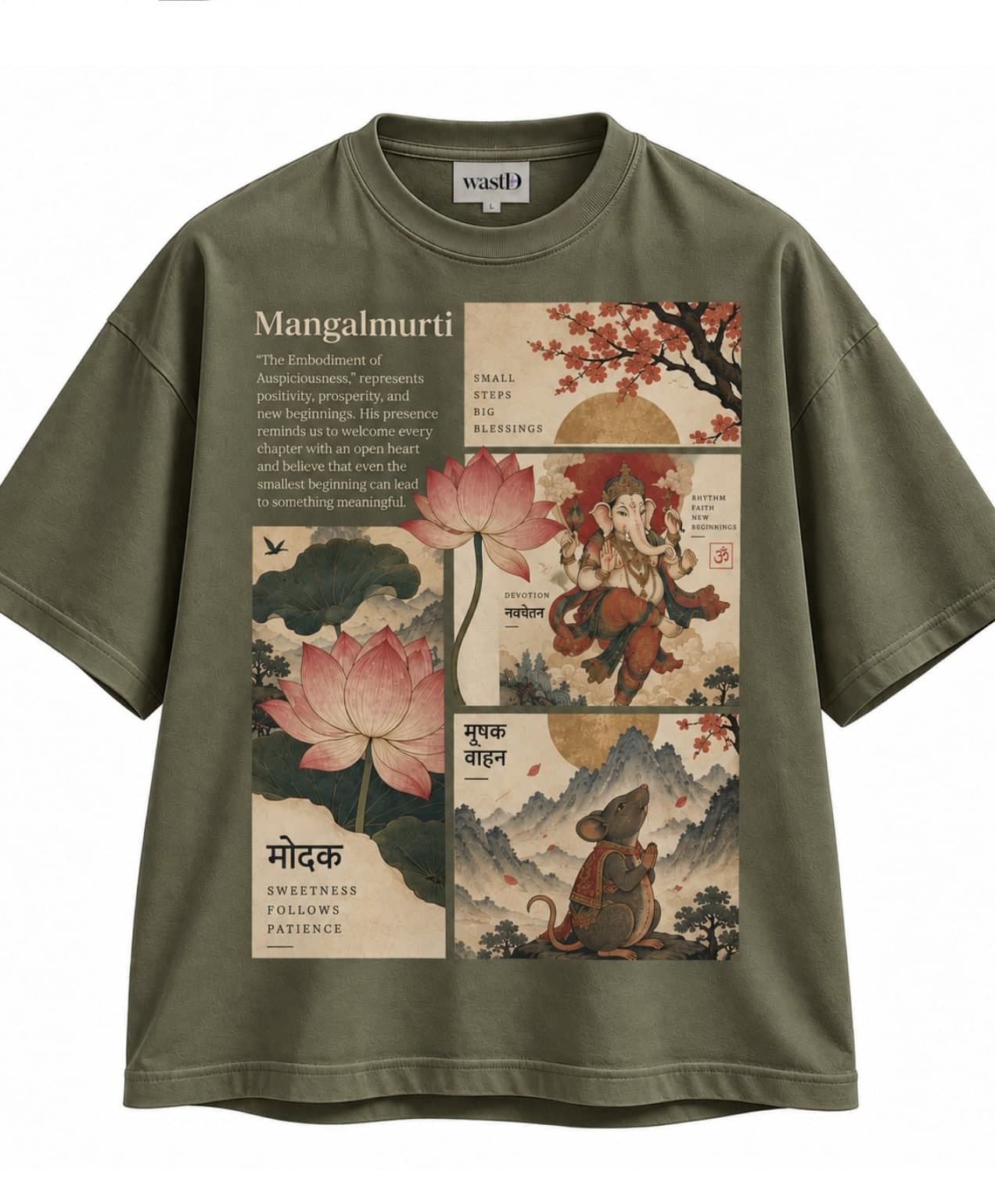 Mangalmurti Graphic Tee — Green unisex tee, flat