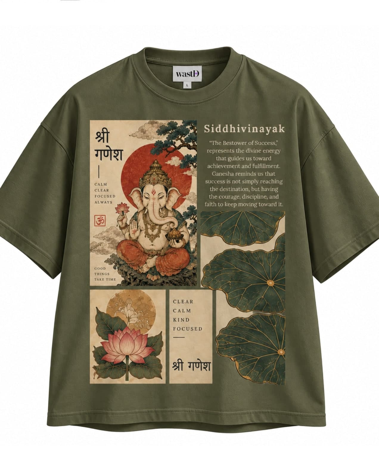 Siddhivinayak Graphic Tee — Green unisex tee, flat
