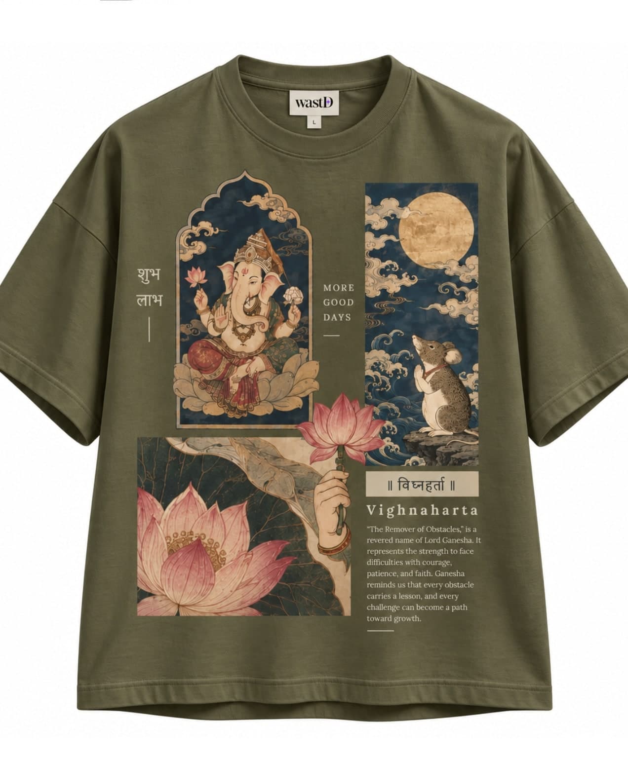 Vighnaharta Graphic Tee — Green unisex tee, flat